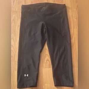 Under Armour Leggings Womens M Black Heat Gear Mid Rise Cropped Activewear
